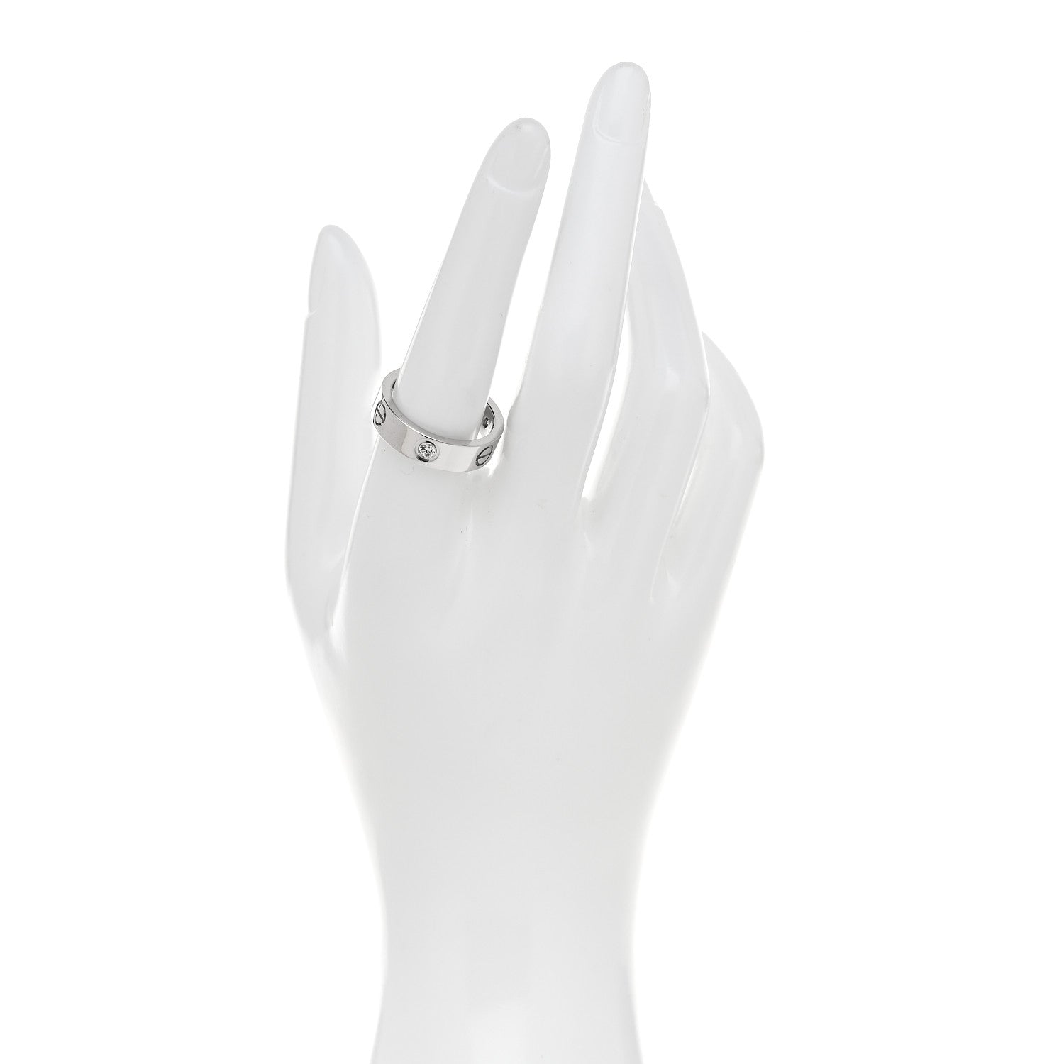 Cartier 18K White Gold 3 Diamond 5.5mm LOVE Ring 56 7.75 2 of 4