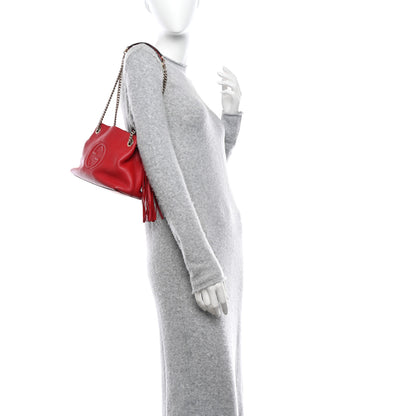 Gucci Pebbled Calfskin Small Soho Chain Shoulder Bag Tabasco Red 2 of 15