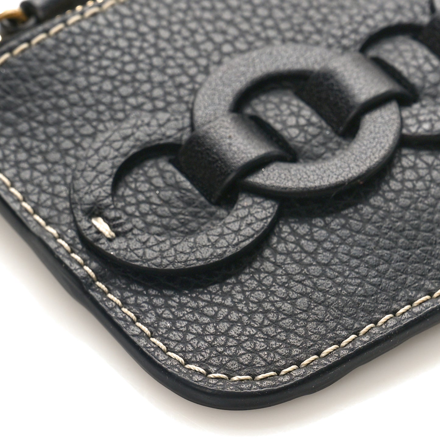 Grained Shiny Calfskin Small Darryl Coin Purse Black