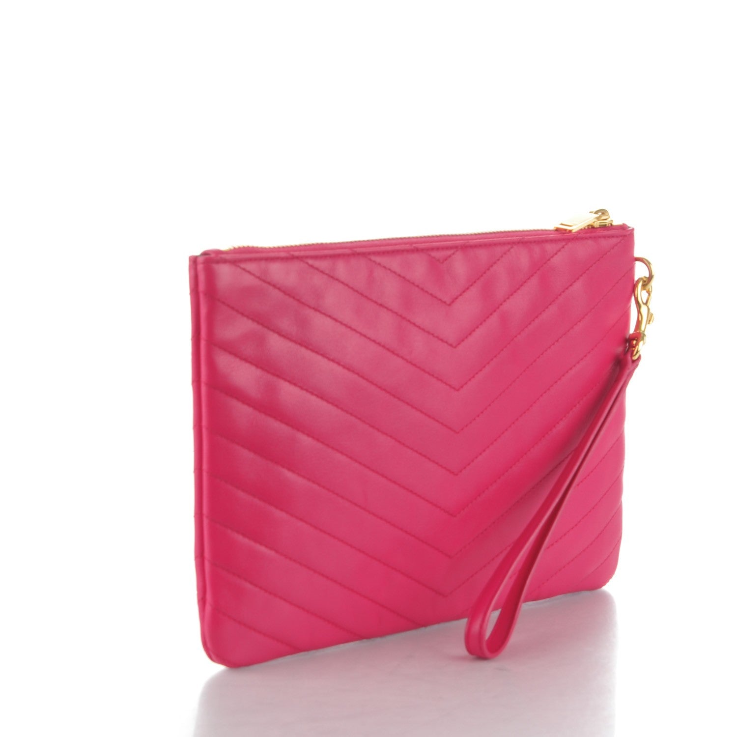 Saint Laurent Calfskin Matelasse Chevron Monogram A5 Wristlet Bubblegum 3 of 7