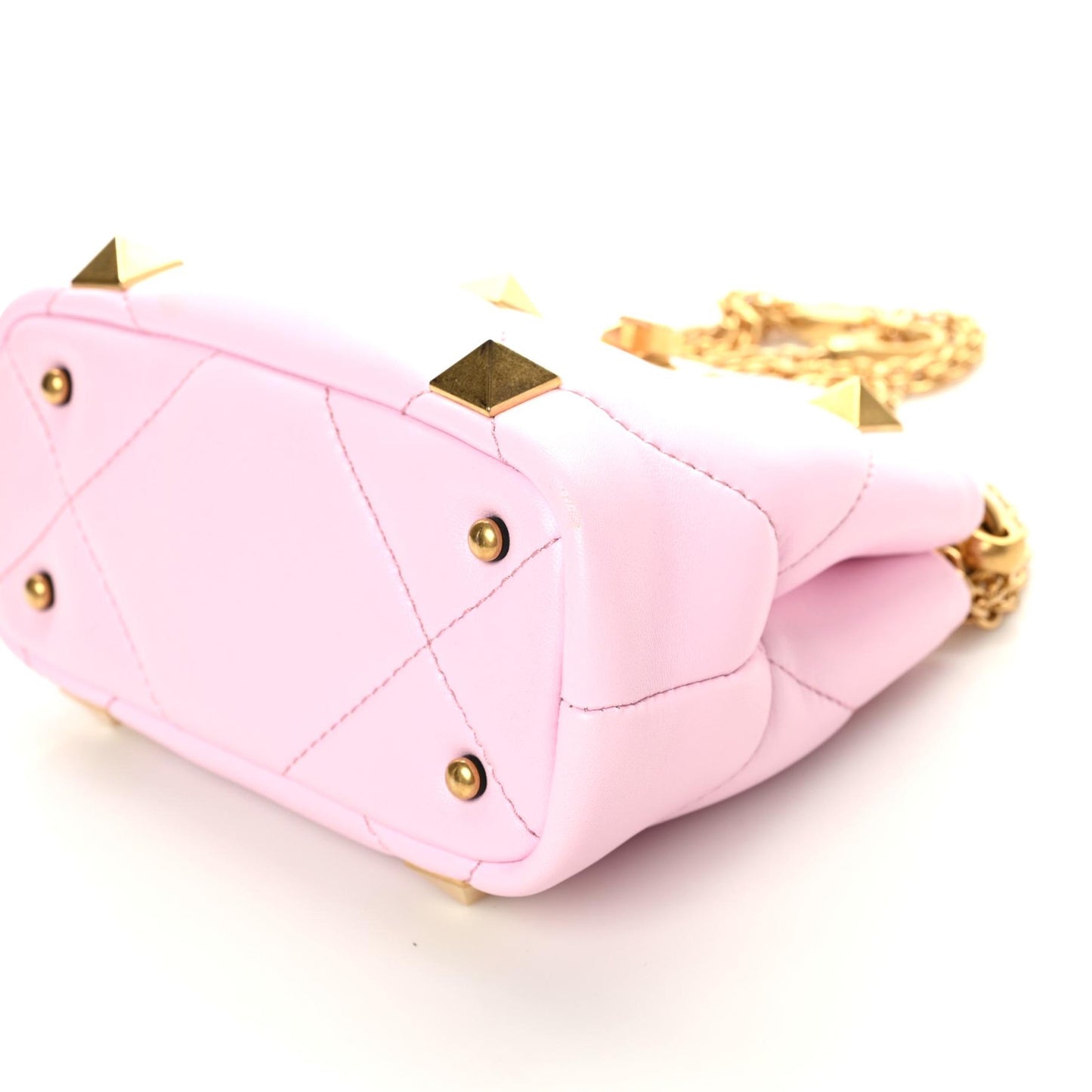 Nappa Mini Roman Stud The Handle Bag Pink Borealis