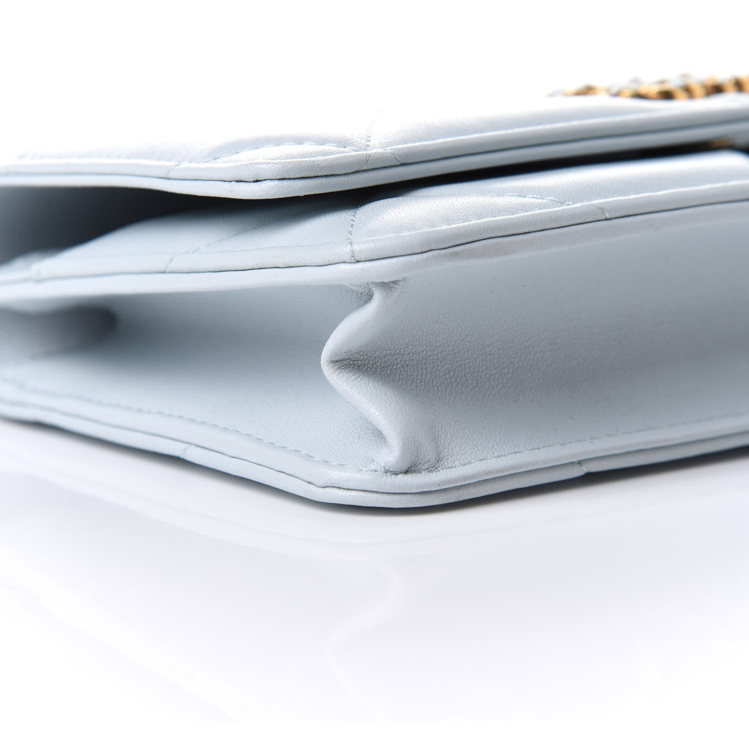 Chanel Lambskin Quilted Chanel 19 Wallet On Chain WOC Light Blue 10 of 12