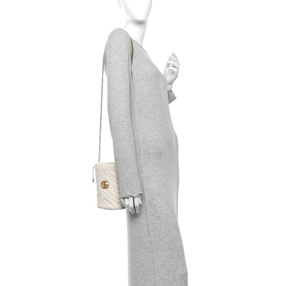 Gucci Calfskin Matelasse Mini GG Marmont 2.0 Bucket Bag White 2 of 10
