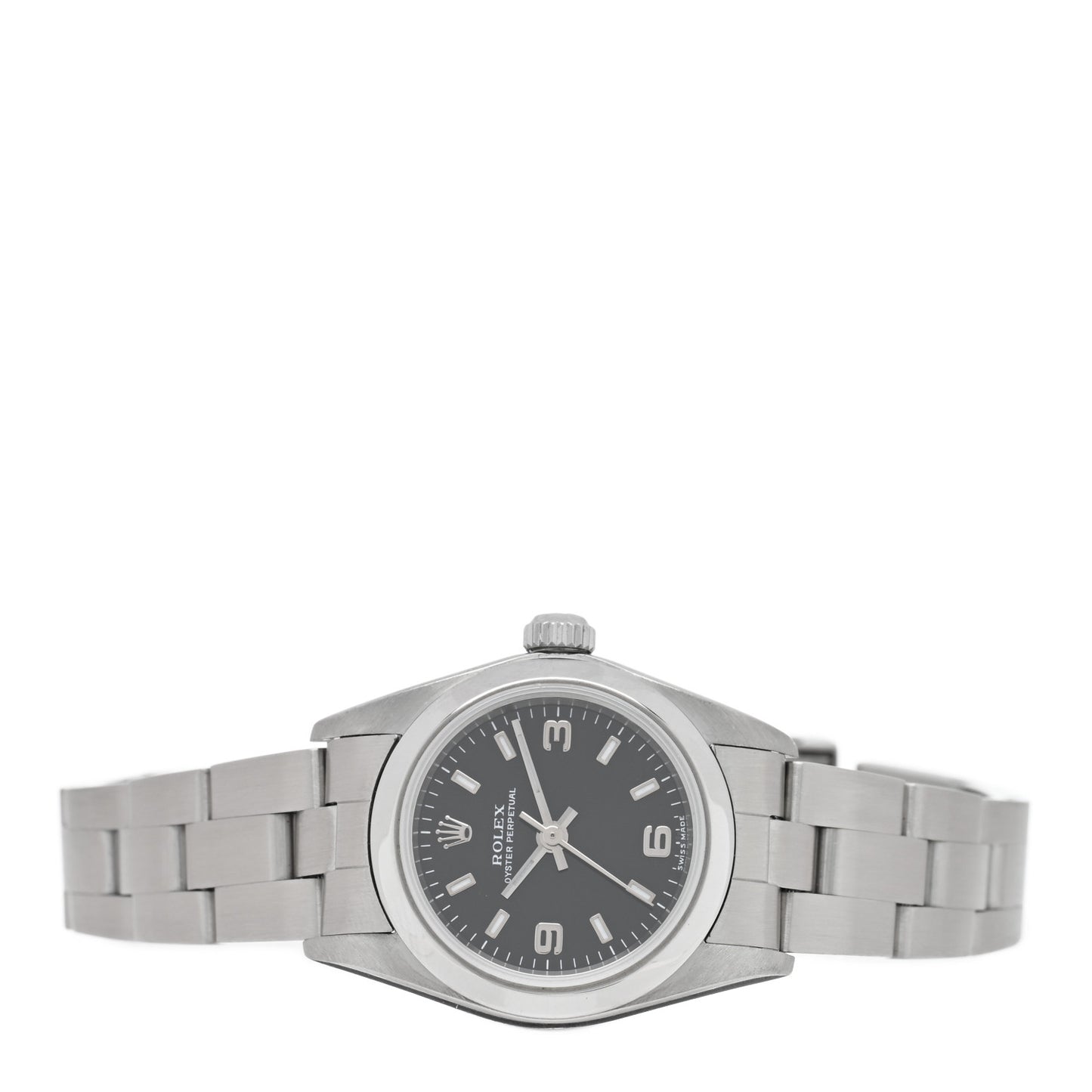 Stainless Steel 24mm Oyster Perpetual Watch Black 76080