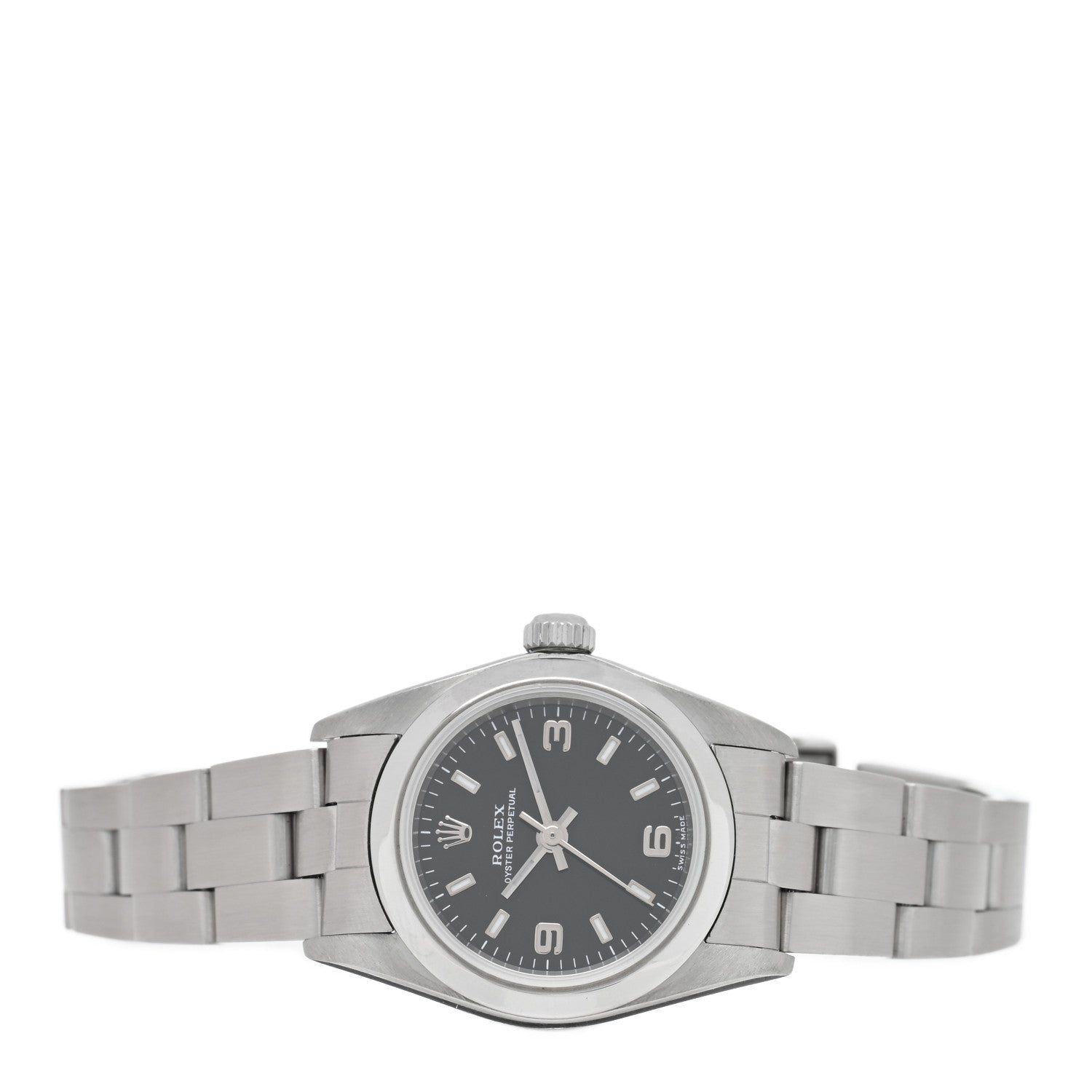 Rolex Stainless Steel 24mm Oyster Perpetual Watch Black 76080 2 of 5