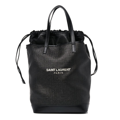 Saint Laurent Linen Canvas Teddy Shopping Bag Black 3 of 14