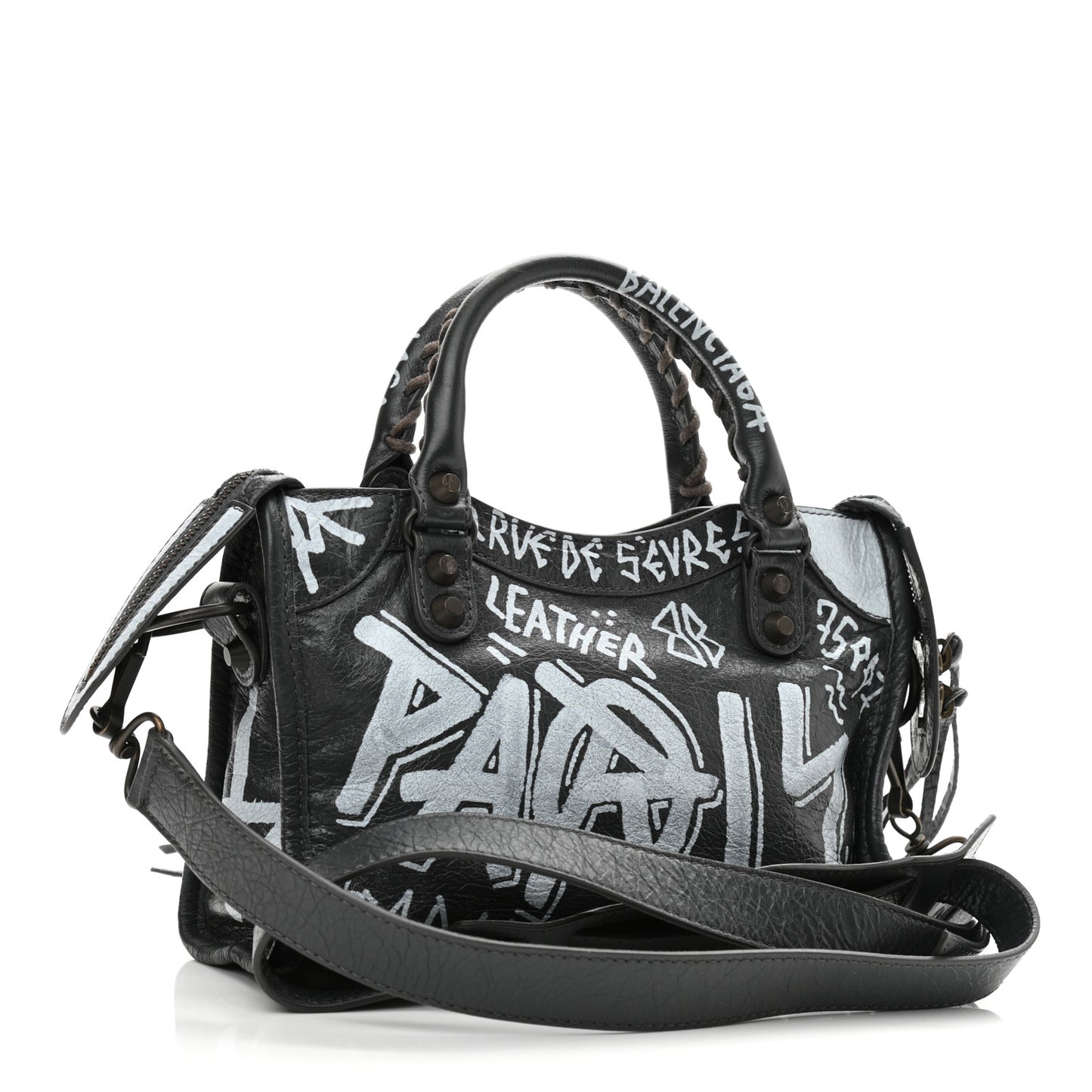 Agneau Arena Graffiti All Over Classic Hardware Mini City Gris Fossile White