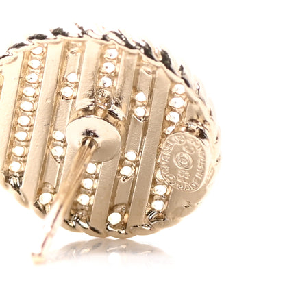 Chanel Chain CC Round Earrings Gold White 4 of 4