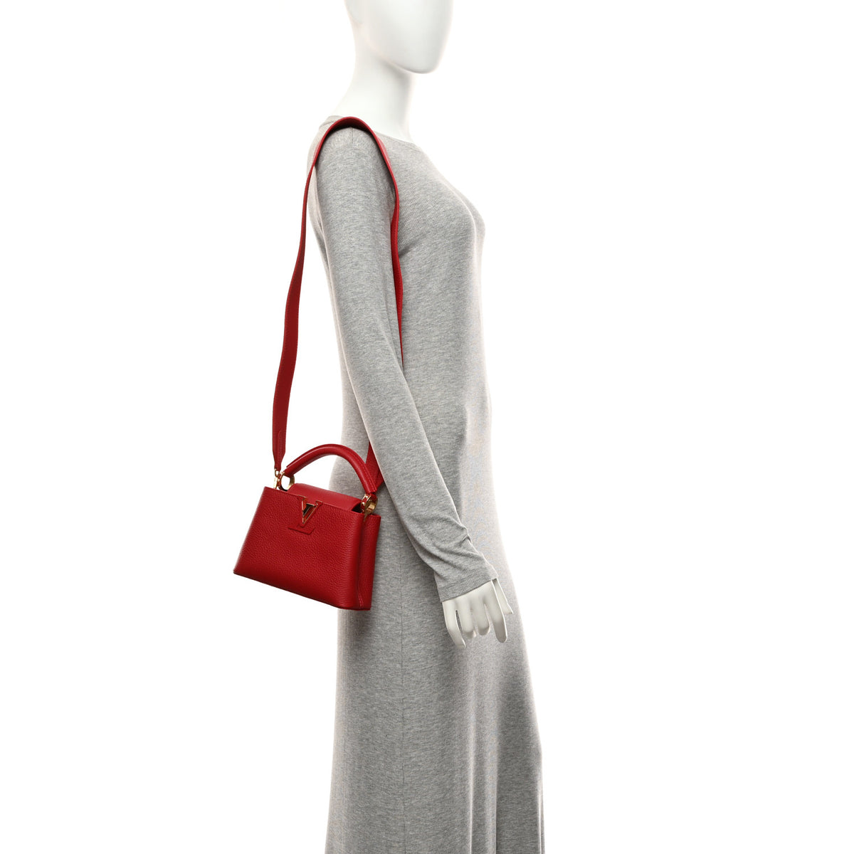 Louis Vuitton Taurillon Mini Capucines Scarlet 2 of 10