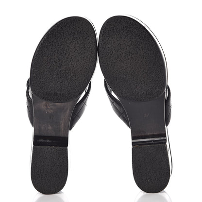 Chanel Lambskin Quilted CC Turnlock Sandals 37 Black 5 of 10