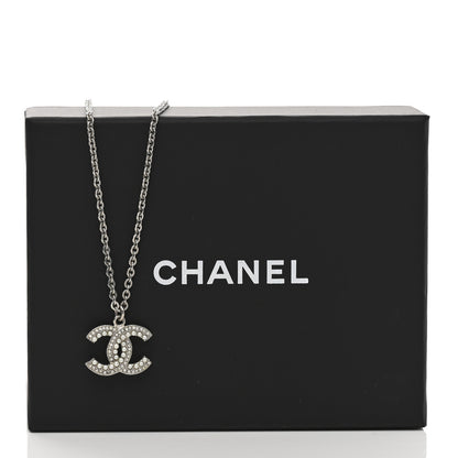 Chanel Crystal Pearl CC Pendant Necklace Silver 7 of 7