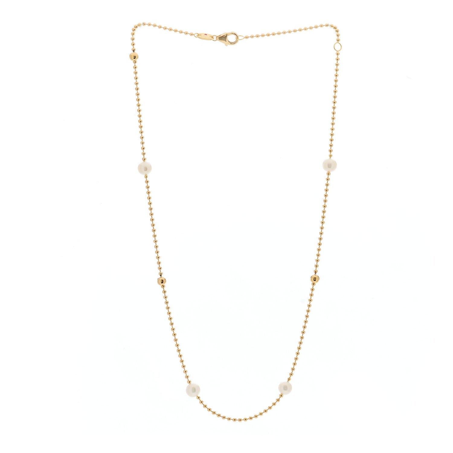 Roberto Coin 18K Yellow Gold Pearl Bead Station Necklace 2 of 5