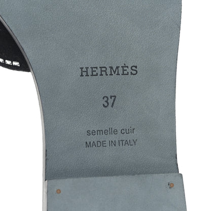 Hermes Calfskin Crystal Embellished Oran Sandals 37 Black 6 of 8