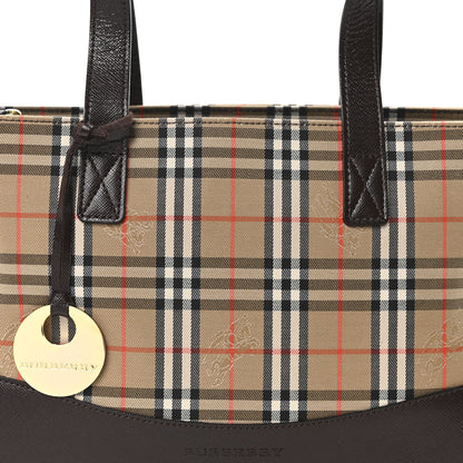 Burberry Haymarket Check Small Tote Dark Brown 7 of 9