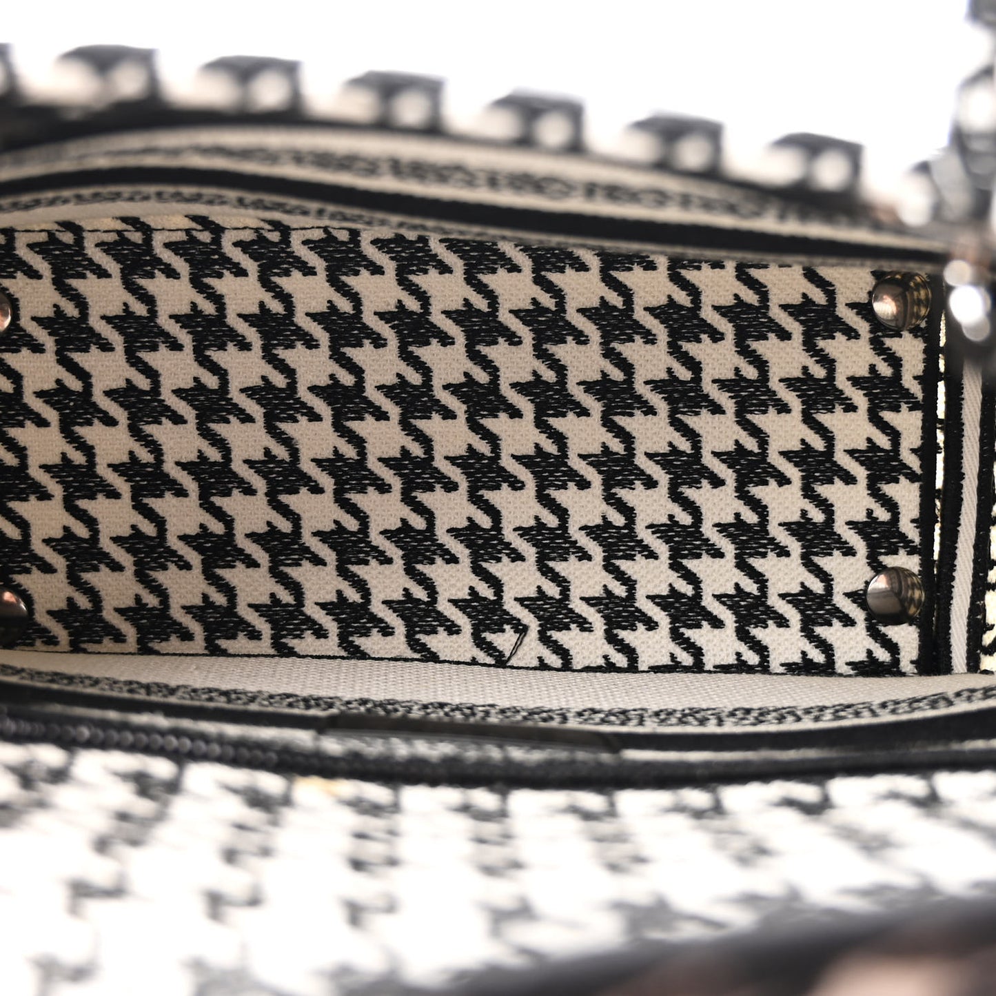 Canvas Houndstooth Embroidered Medium Lady D-Lite Black White