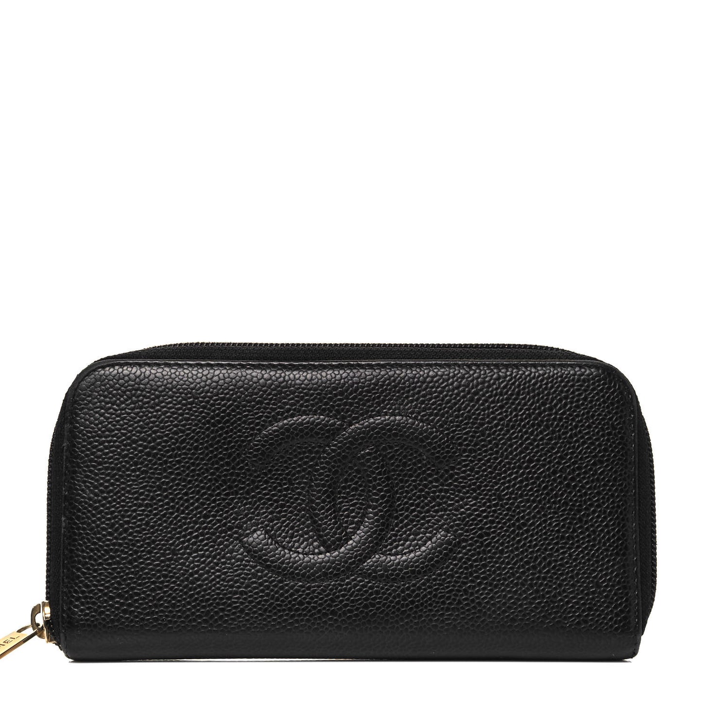 Caviar Large Timeless CC Zip Around Wallet Black