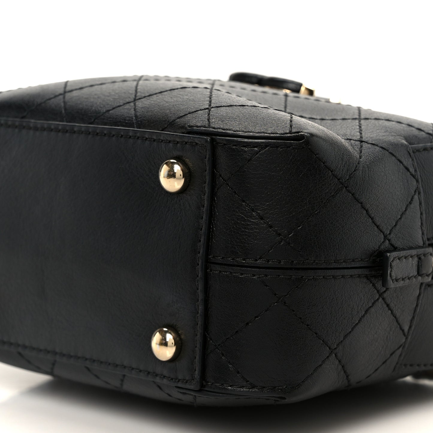 Calfskin Stitched Covered CC Camera Case Bag Black