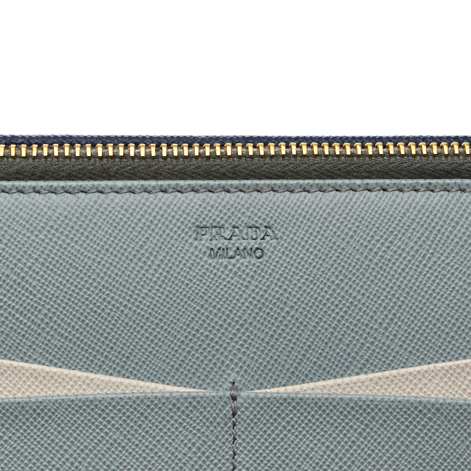 Prada Saffiano Metal Double Snap Travel Wallet Cobalto 6 of 8