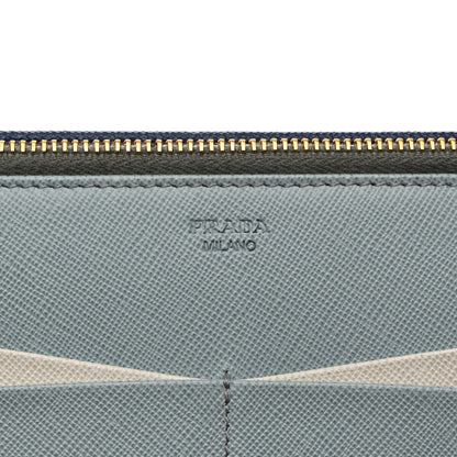 Prada Saffiano Metal Double Snap Travel Wallet Cobalto 6 of 8