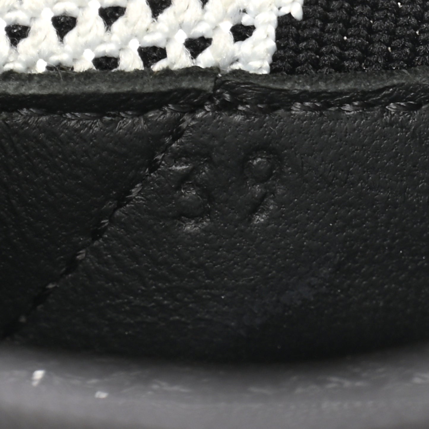 Knit Fabric Calfskin Deep Sneakers 39 Black White