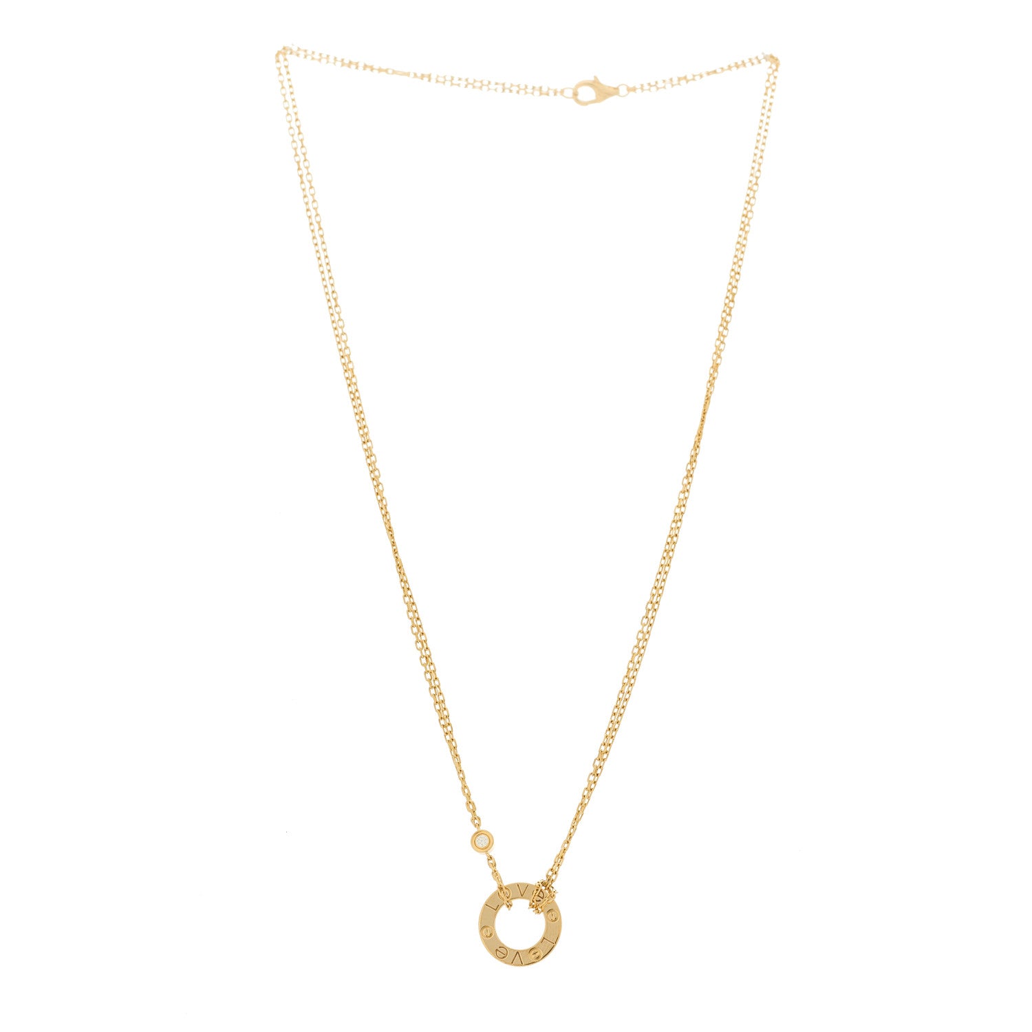 Cartier 18K Yellow Gold 2 Diamond LOVE Necklace 3 of 5