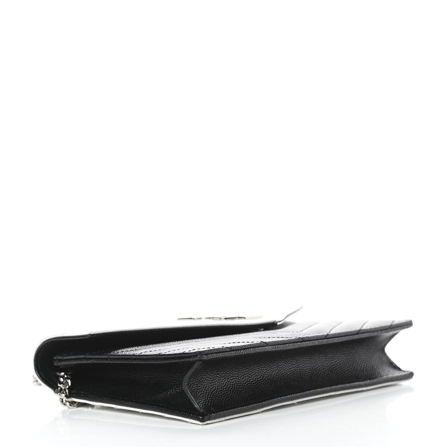 Grain De Poudre Matelasse Chevron Monogram Envelope Chain Wallet Pearl White Black