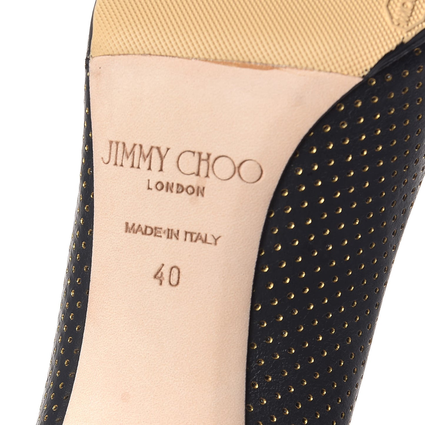 Suede Mini Dot Perforated Mini Studs Romy 85 Pumps 40 Black Gold