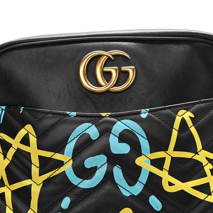 Gucci Calfskin Matelasse GucciGhost Medium GG Marmont Chain Shoulder Bag Black New Acquamarine 10 of 12
