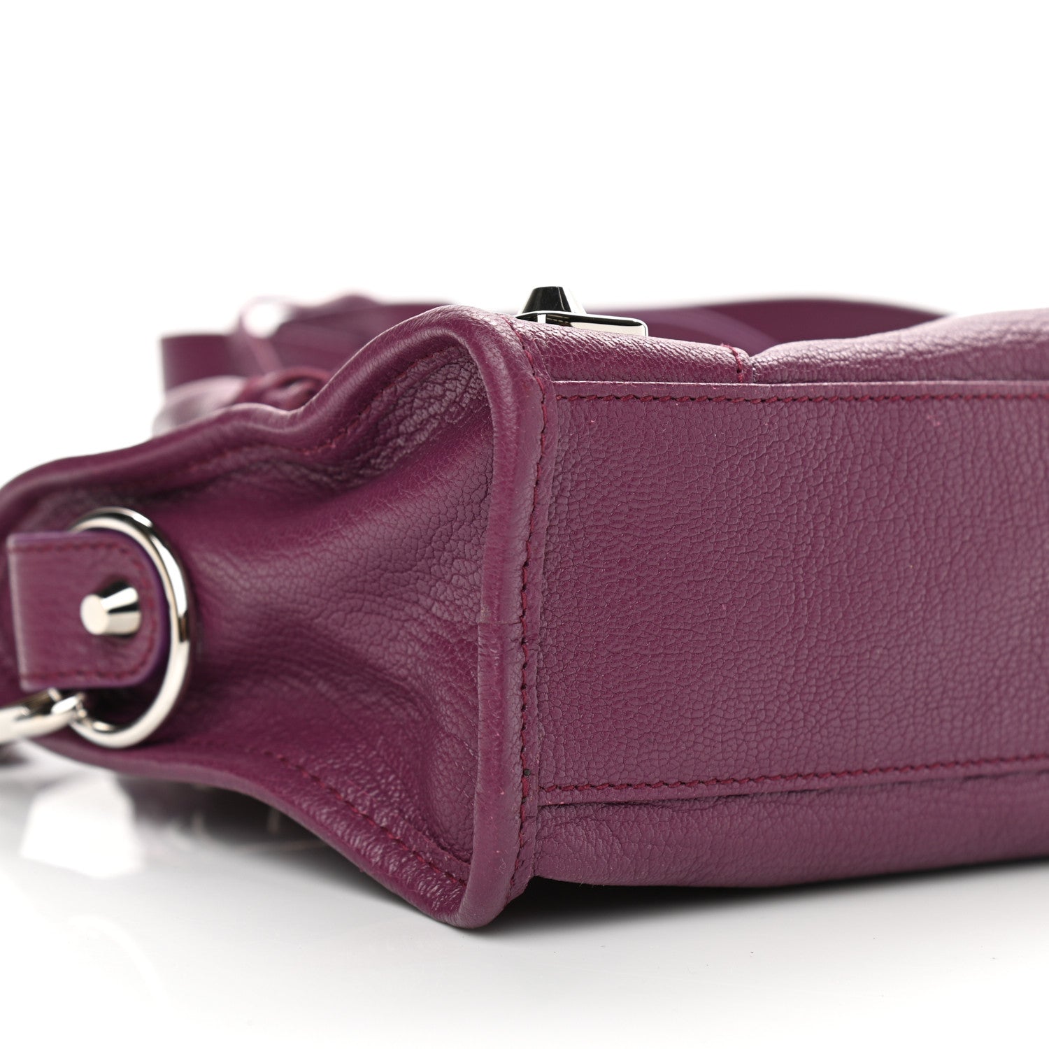 Balenciaga Chevre Silver Metallic Edge Hardware Mini City Violet Prune 9 of 11