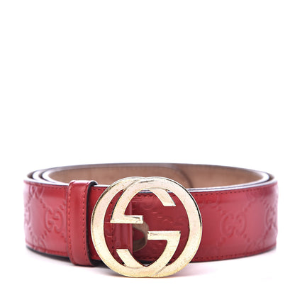 Gucci Guccissima Signature Interlocking G 37mm Belt 90 36 Hibiscus Red 1 of 9