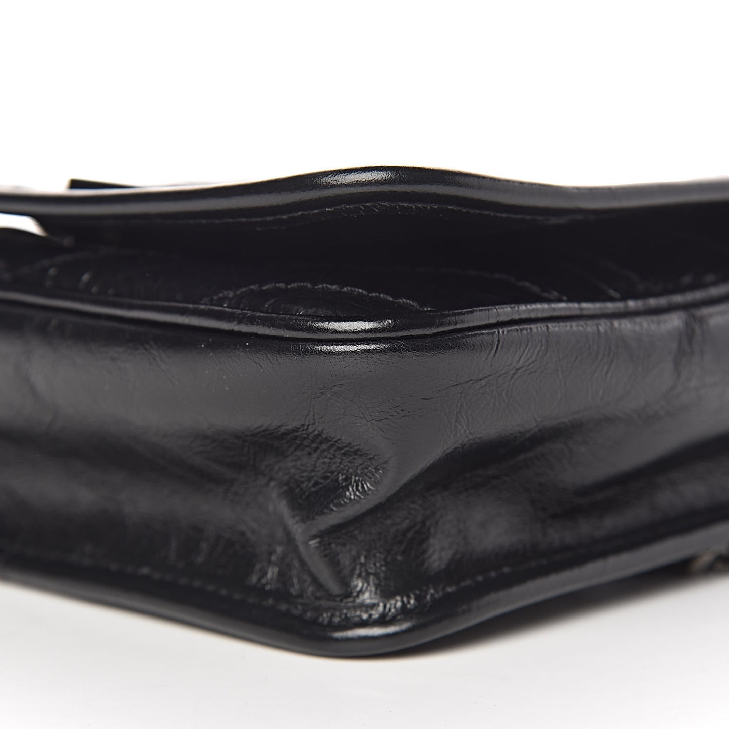 Crinkled Calfskin Matelasse Monogram Niki Chain Wallet Black