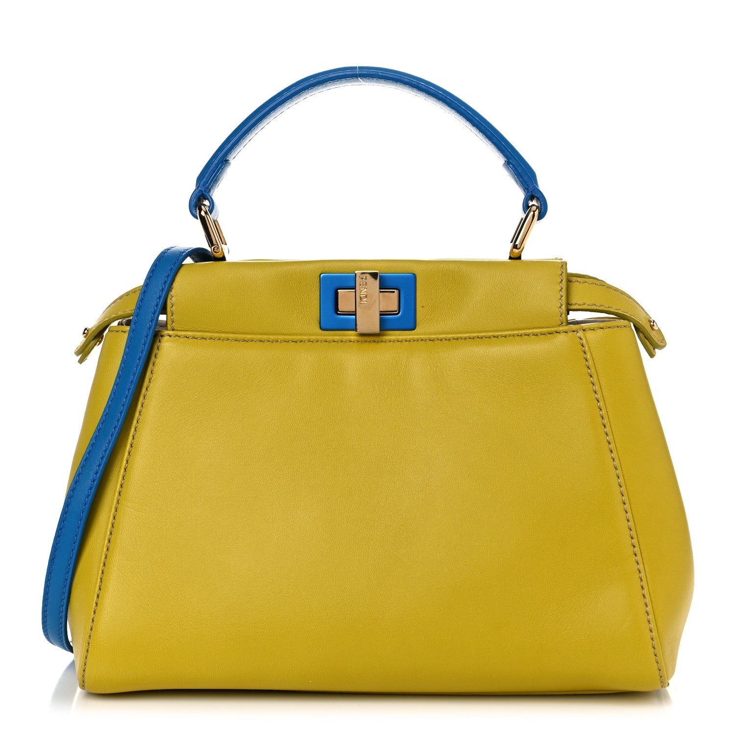 Fendi Nappa Colorblock Mini Peekaboo Iconic Satchel Lime Blue Royal Latte 1 of 19
