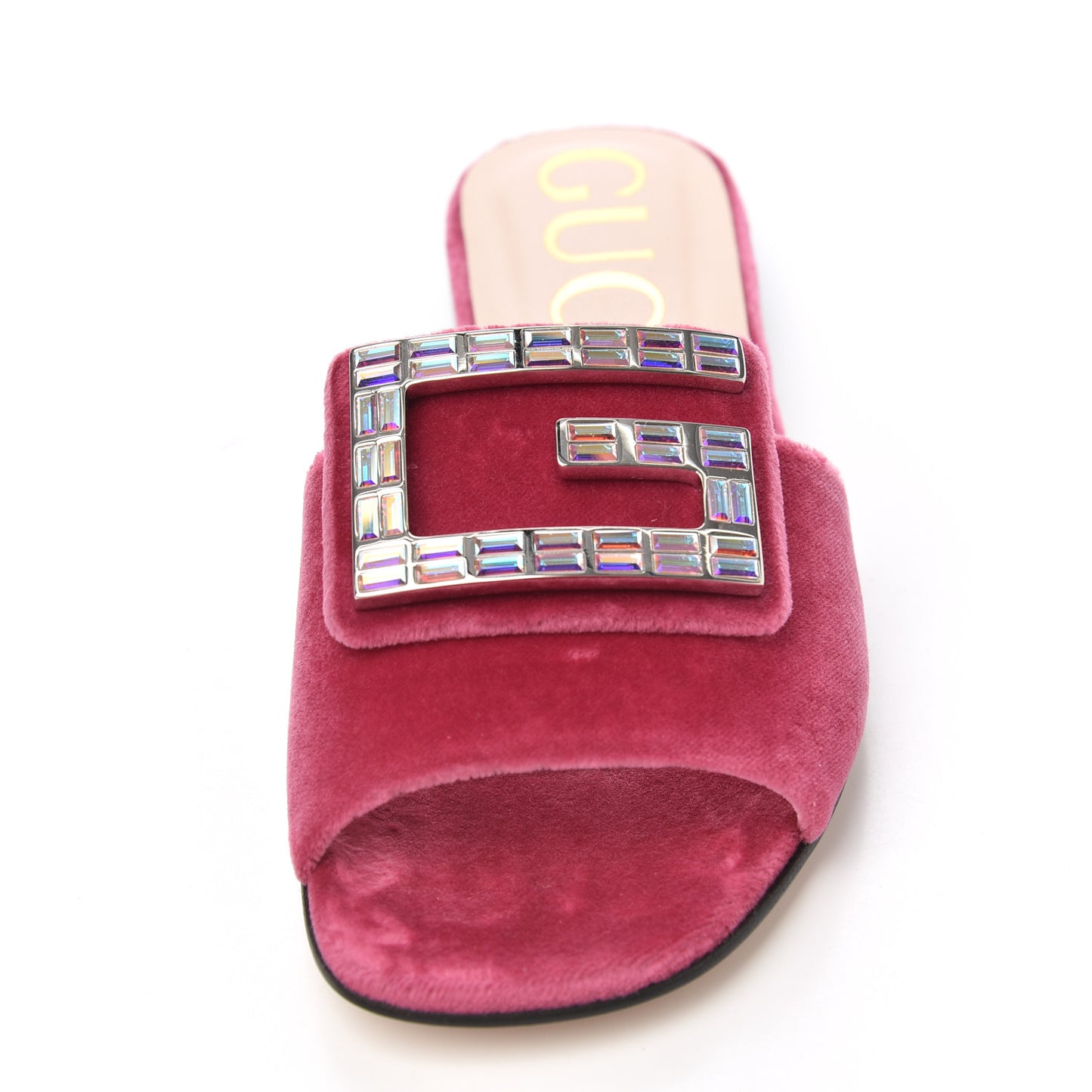Velvet Crystal Square G Madelyn Slide Sandals 35.5 Light Raspberry Rose
