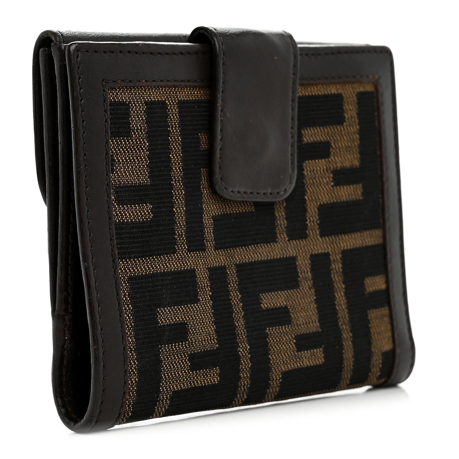 Fendi Zucca Calfskin Compact Wallet Tobacco 3 of 9