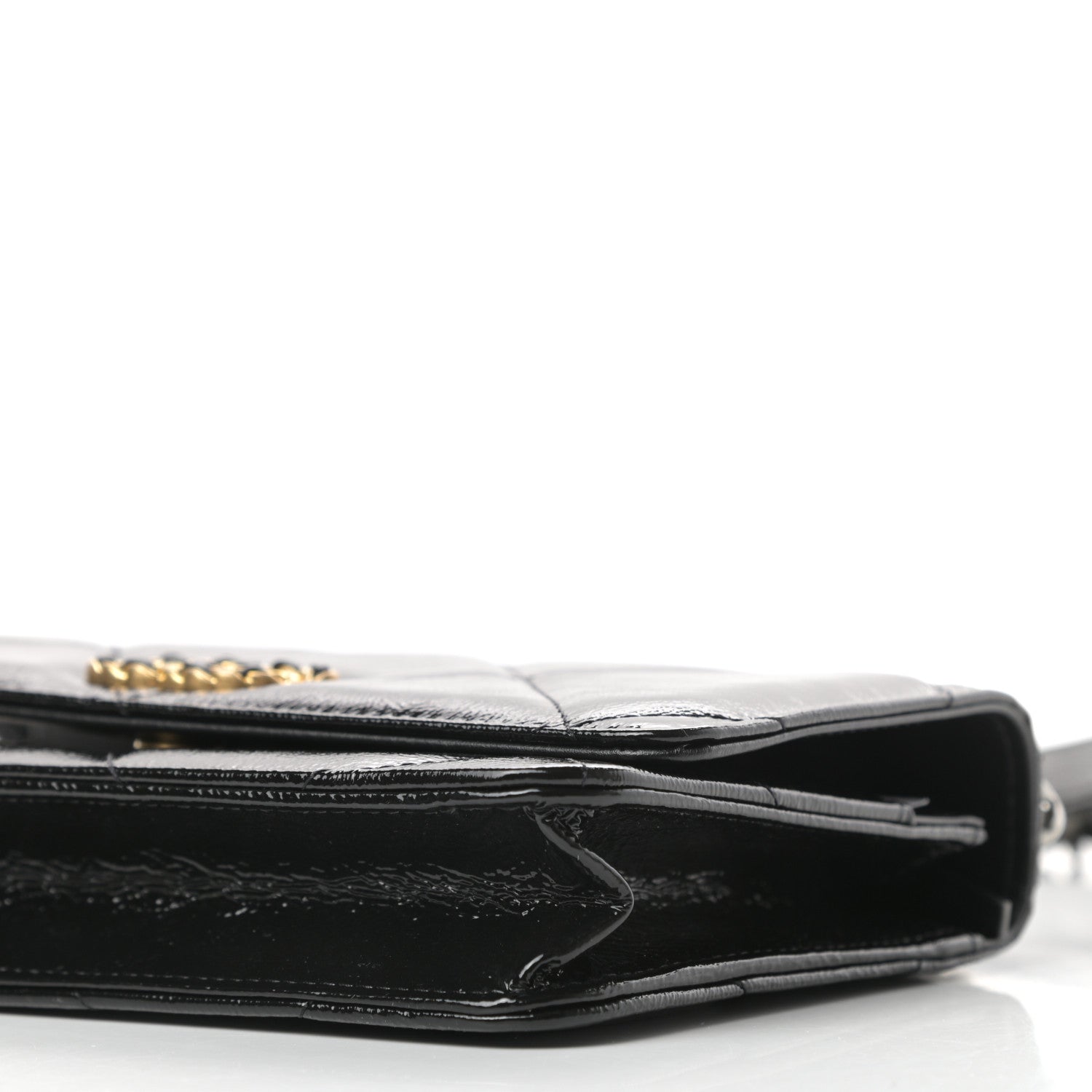 Chanel Shiny Crumpled Calfskin Quilted Chanel 19 Wallet On Chain WOC Black 10 of 11
