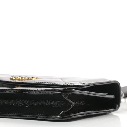 Chanel Shiny Crumpled Calfskin Quilted Chanel 19 Wallet On Chain WOC Black 10 of 11