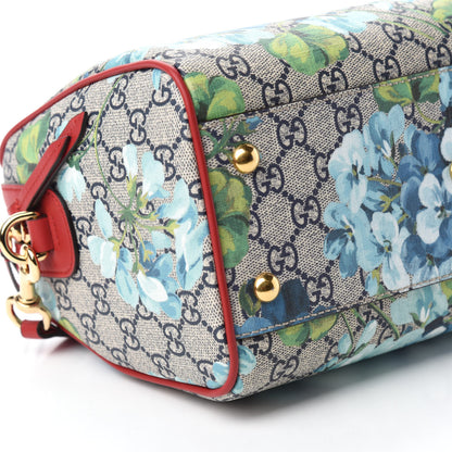 Gucci GG Supreme Monogram Blooms Small Boston Beige Blue Navy Hibiscus Red 6 of 10