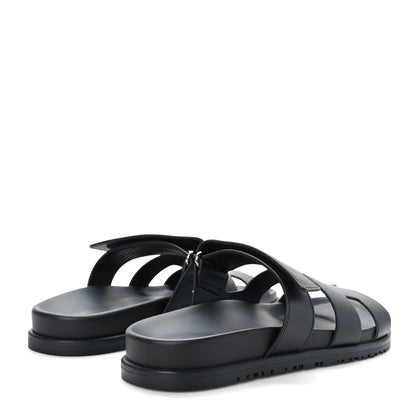Hermes Calfskin Womens Chypre Sandals 38.5 Black 4 of 9