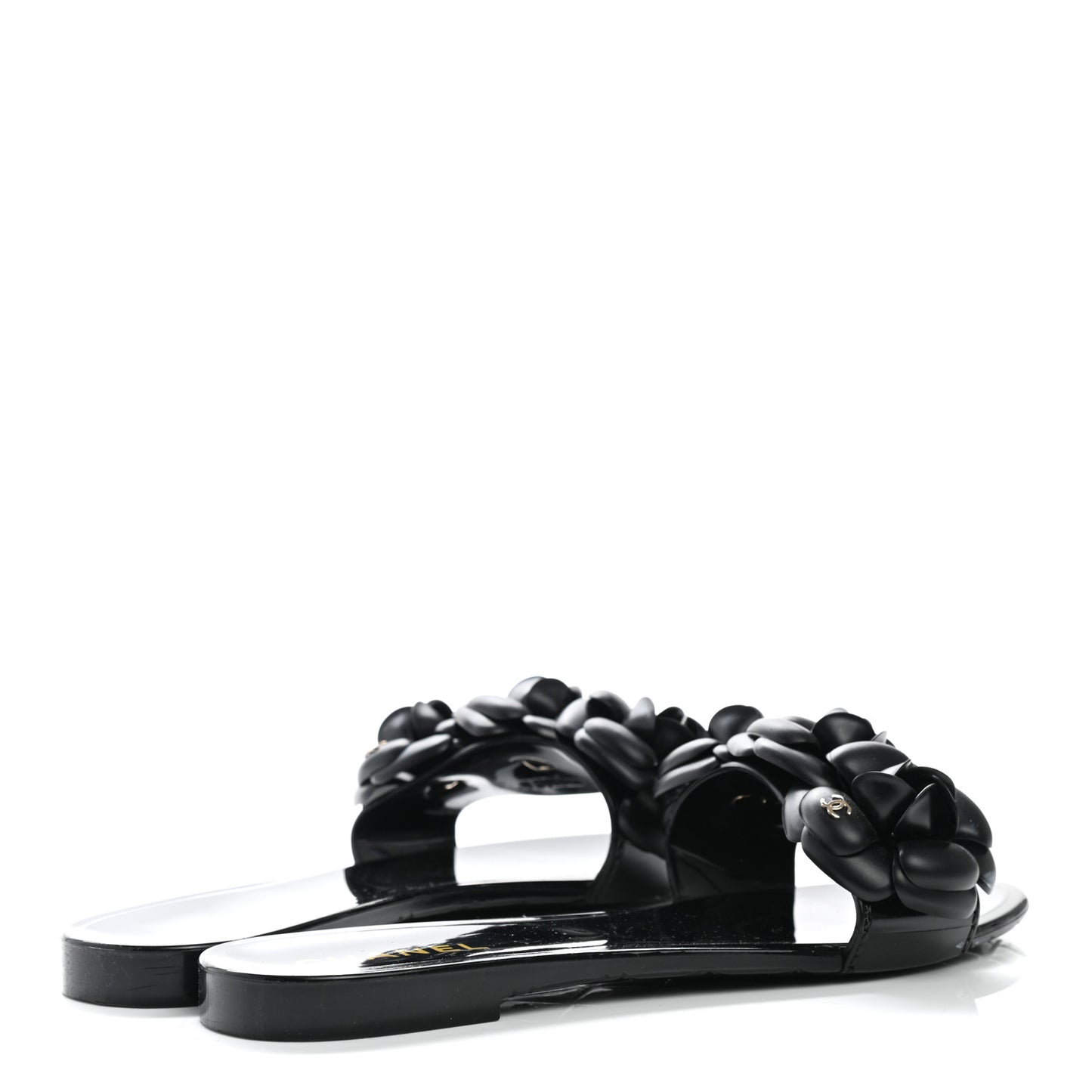 Patent Quilted Camellia Sandal 38 Black