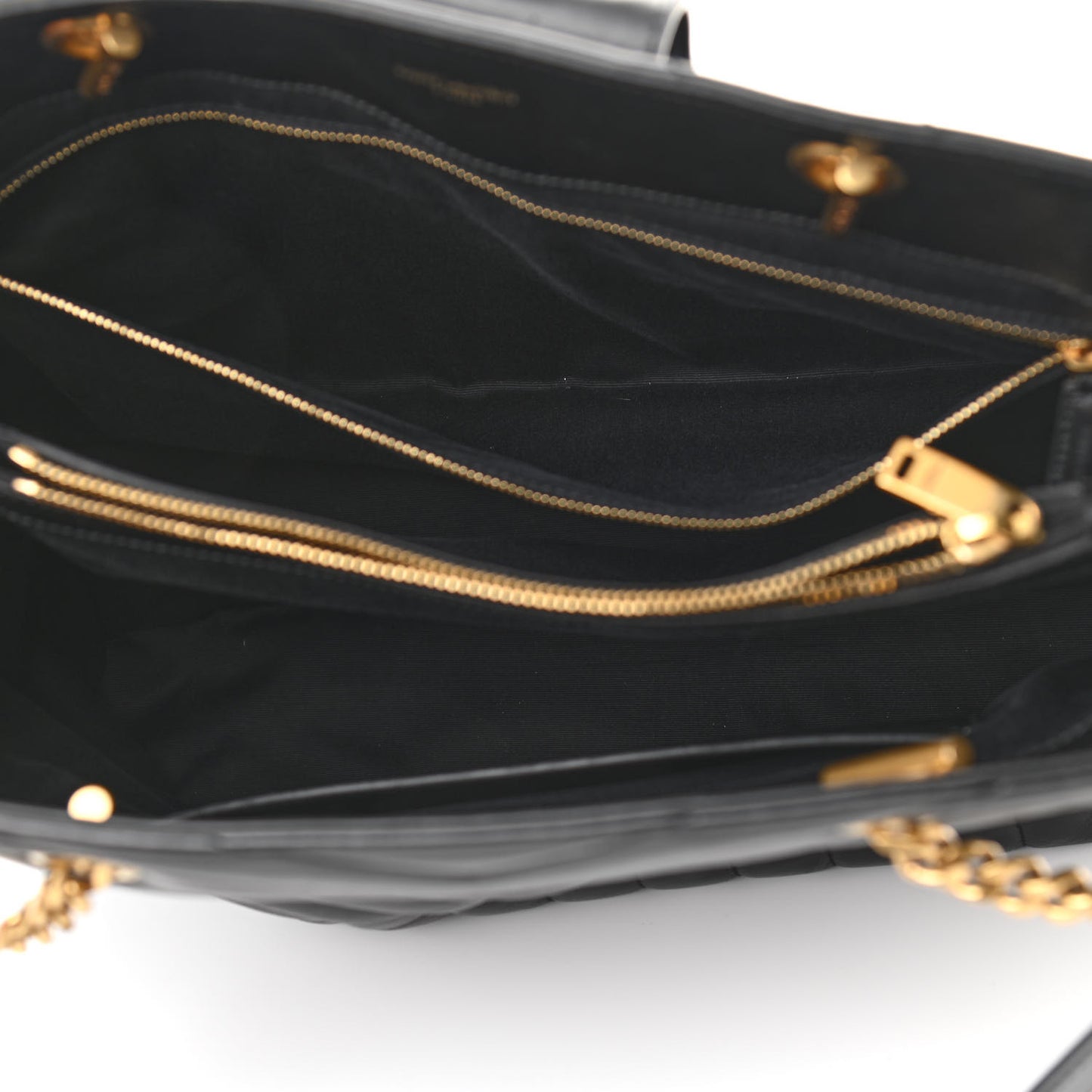 Calfskin Y Quilted Monogram Large Loulou Shopper Black