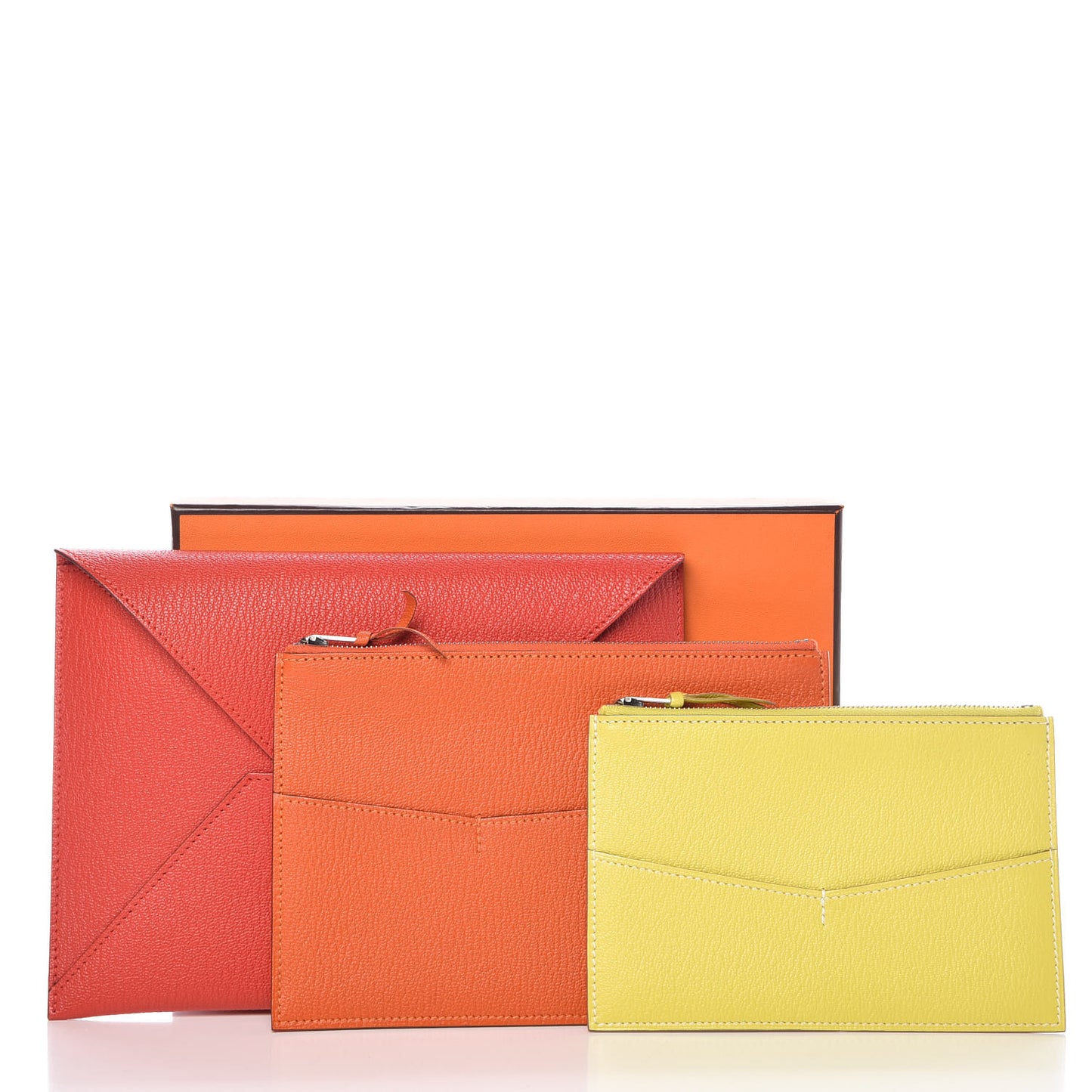 Chévre Mysore Envelope Trio Wallet Rouge Tomate Orange Lime