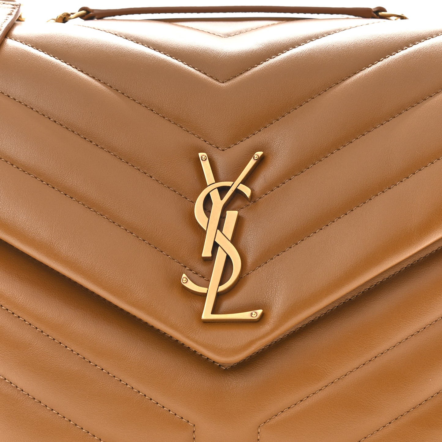 Calfskin Y Quilted Monogram Medium Loulou Chain Satchel Dark Natural