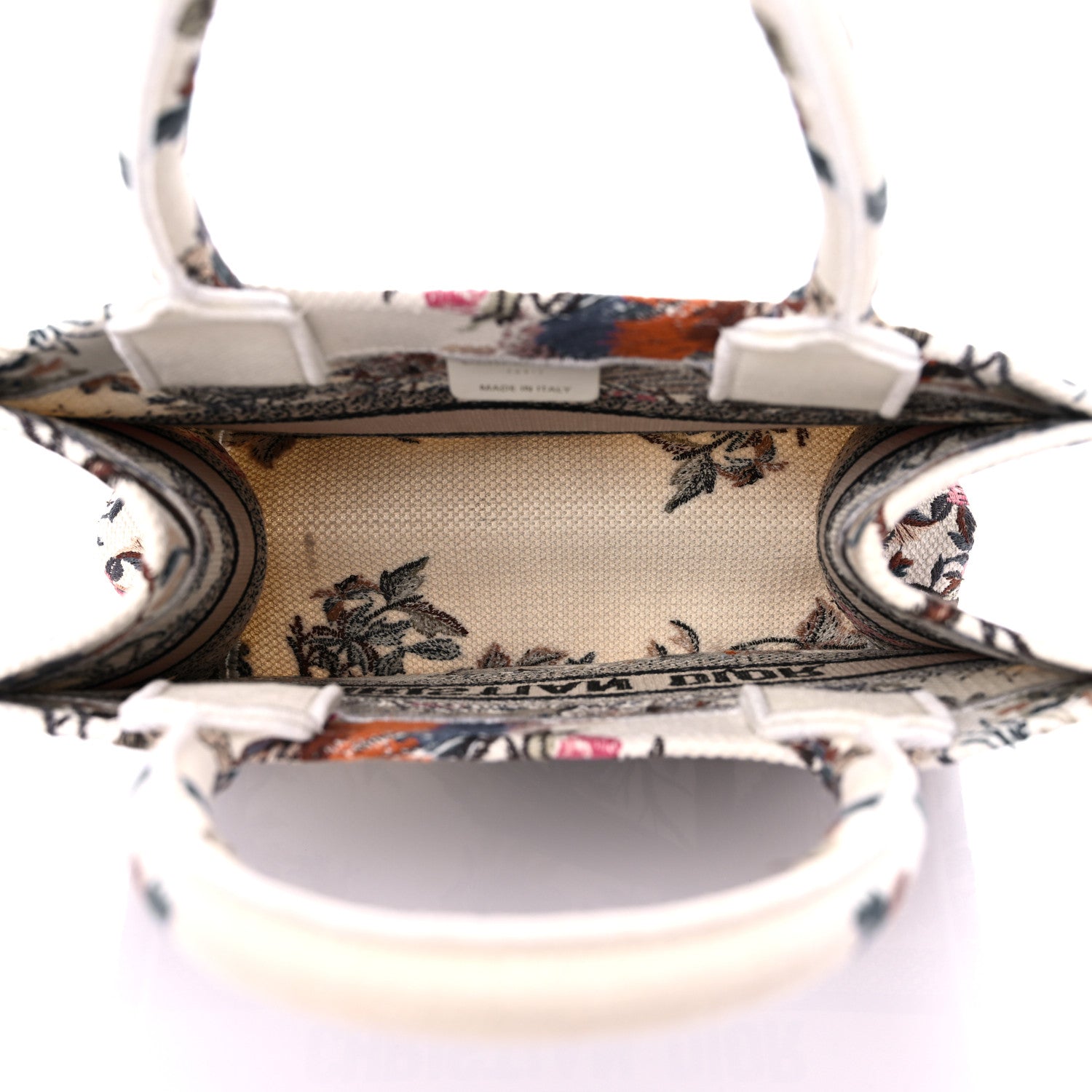 Christian Dior Canvas Embroidered Small Jardin D'Hiver Book Tote Latte Multicolor 4 of 9