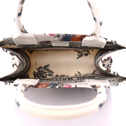 Christian Dior Canvas Embroidered Small Jardin D'Hiver Book Tote Latte Multicolor 4 of 9