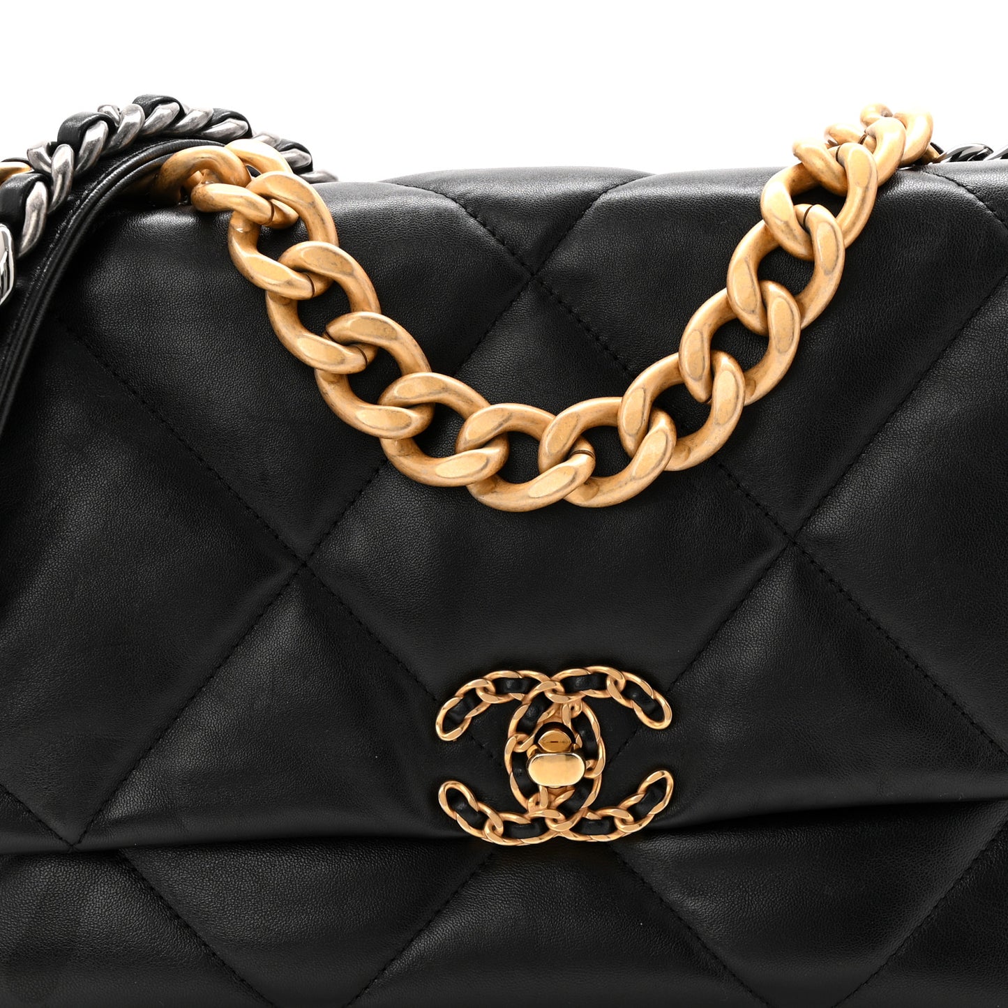 Goatskin Quilted Large Chanel 19 Flap Black