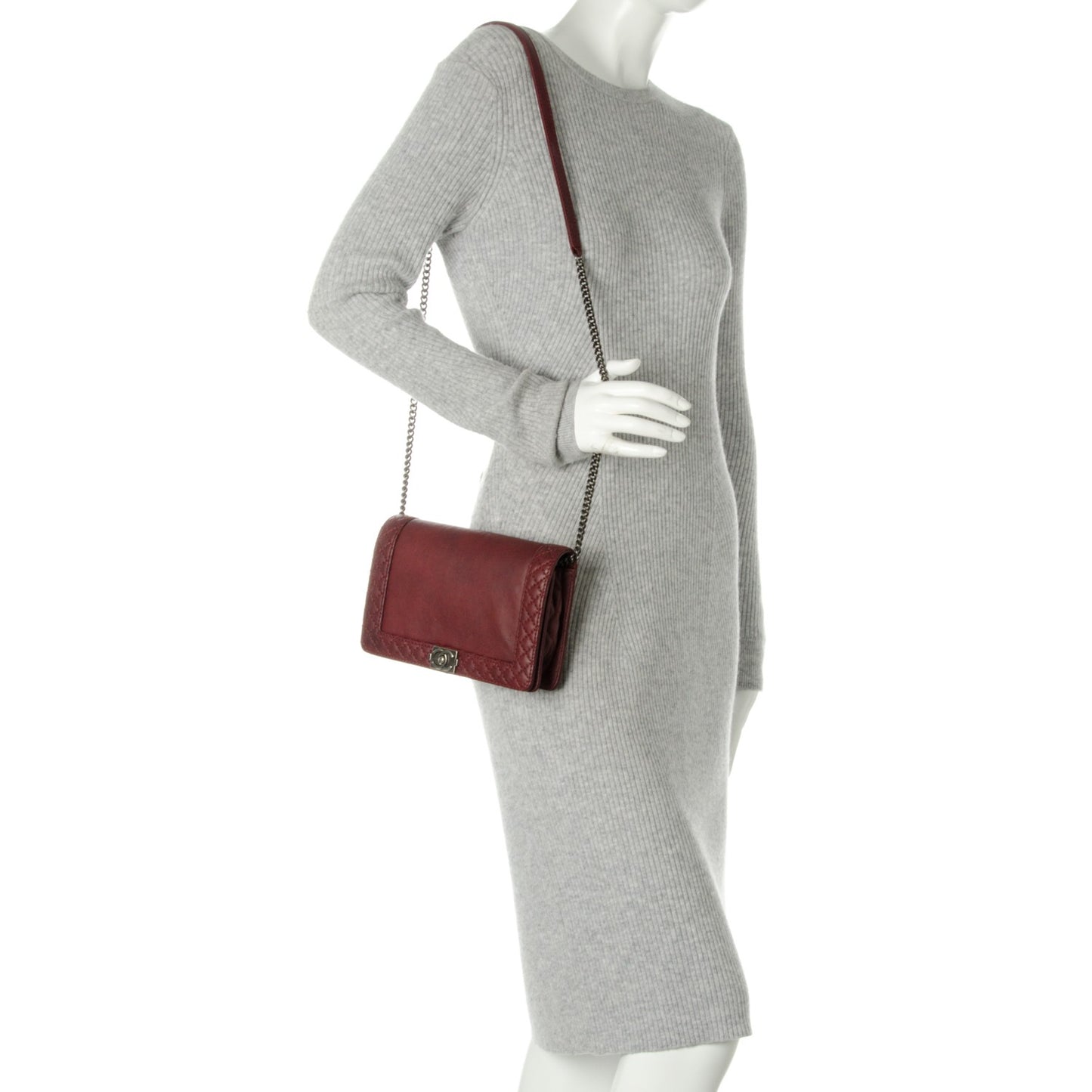 Calfskin Small Boy Reverso Flap Dark Red