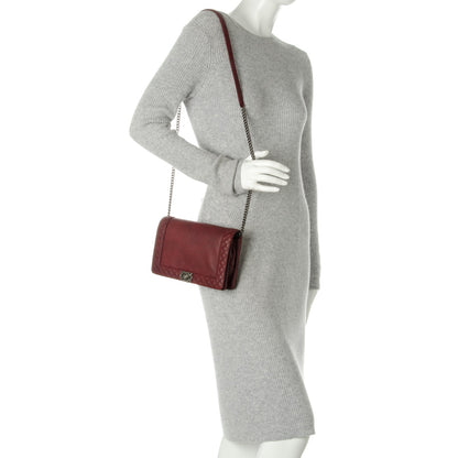 Chanel Calfskin Small Boy Reverso Flap Dark Red 2 of 7