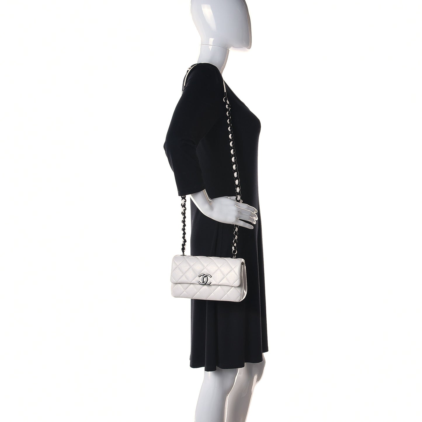 Caviar Quilted My Everything Small Flap White Black
