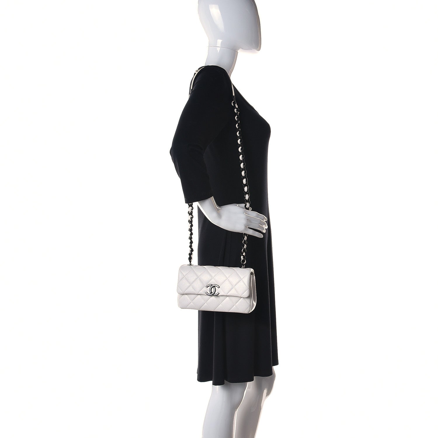 Chanel Caviar Quilted My Everything Small Flap White Black 2 of 14