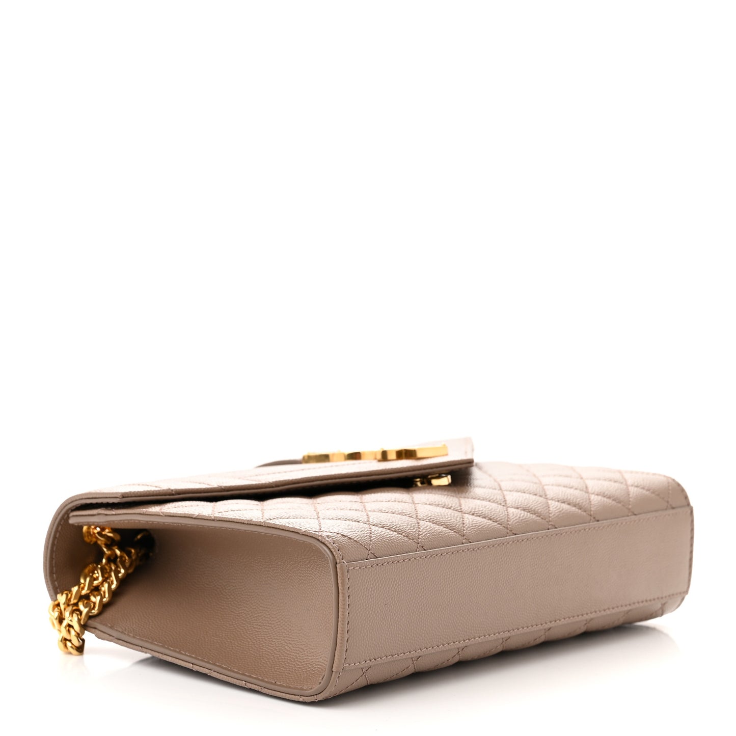 Grain De Poudre Textured Mixed Matelasse Medium Triquilt Monogram Satchel Dark Latte